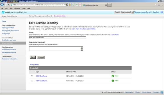 Captura de pantalla que muestra que los nuevos certificados se agregaron correctamente.