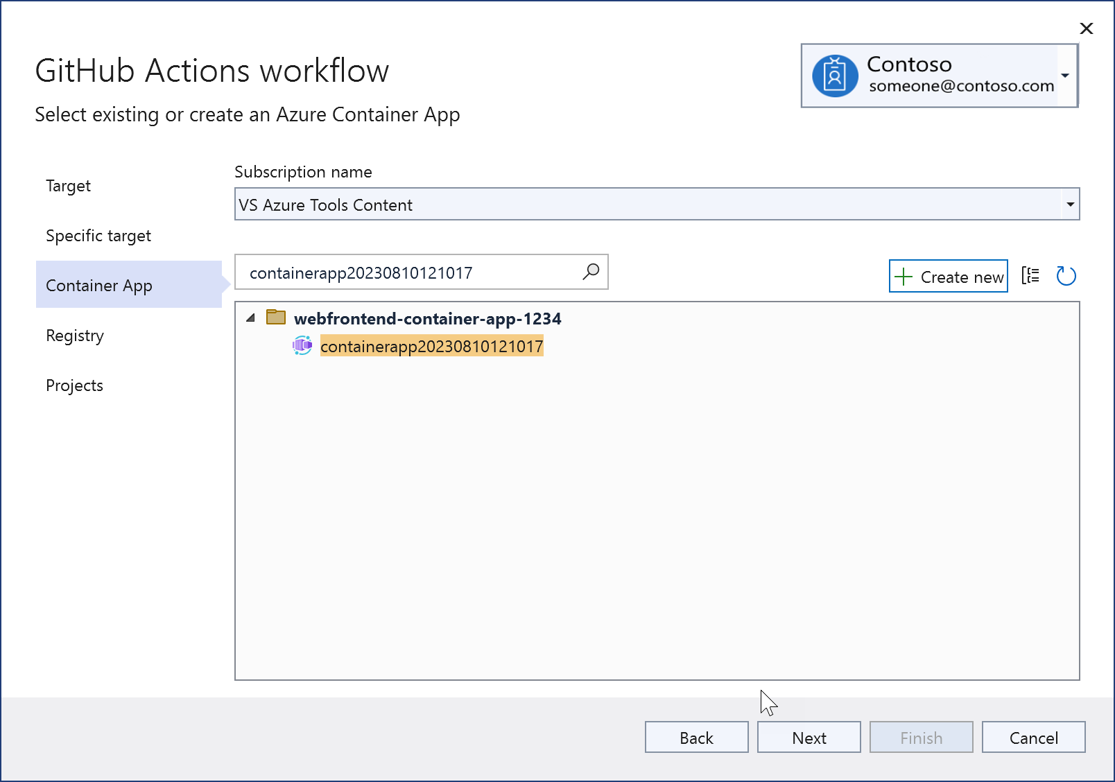 Captura de pantalla que muestra la nueva instancia de Azure Container Apps que se ha creado.