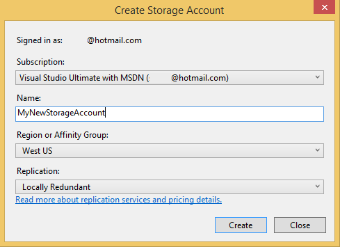 Creación de una cuenta de Azure Storage
