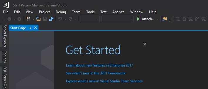 Captura de pantalla que muestra Visual Studio con el tema Oscuro.