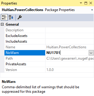 NuGet package properties