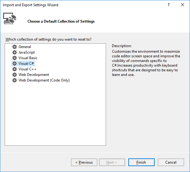 Settings collections in Visual Studio