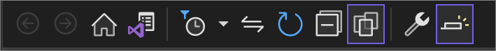 Captura de pantalla de la barra de herramientas del Explorador de soluciones en Visual Studio.
