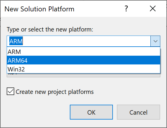 Captura de pantalla que muestra la elección de una nueva plataforma.