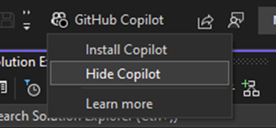 Captura de pantalla del distintivo de Copilot cuando Copilot no está instalado.