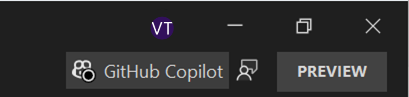 Captura de pantalla del distintivo de Copilot cuando Copilot no está disponible.