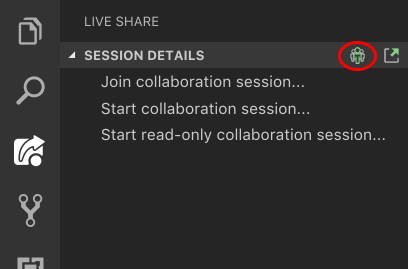 Captura de pantalla que muestra el botón Unirse a la sesión de colaboración.