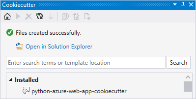 Cookiecutter showing Solution Explorer command