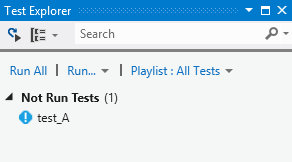 Test Explorer showing default test_A