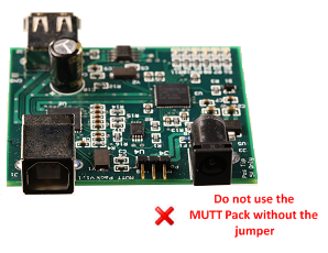 Imagen que muestra el uso incorrecto de un paquete MUTT, sin el jumper.