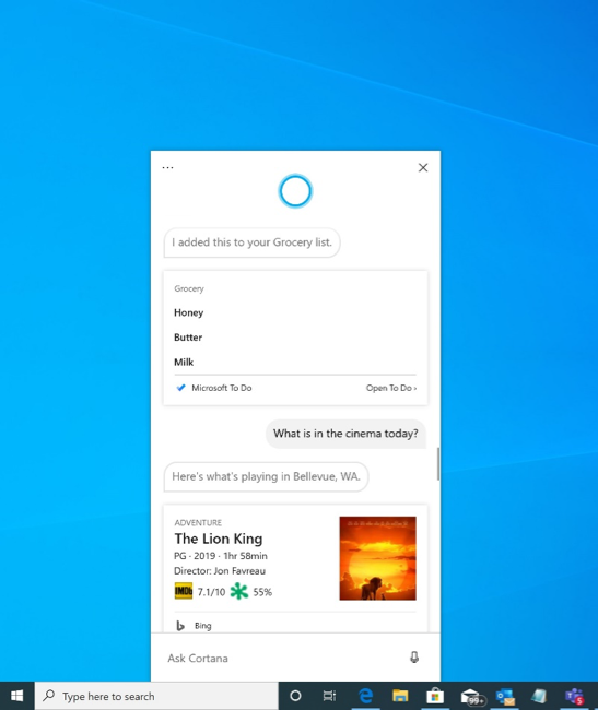 Presentación de una nueva experiencia de Cortana para Windows 10.