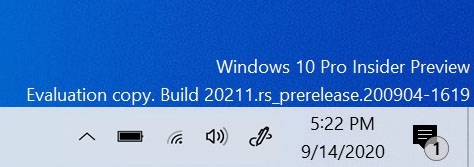Marca de agua de Windows para Windows 10 compilaciones de insider preview que muestran la compilación 20211.