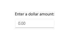 Un control NumberBox que muestra el valor 0,00.