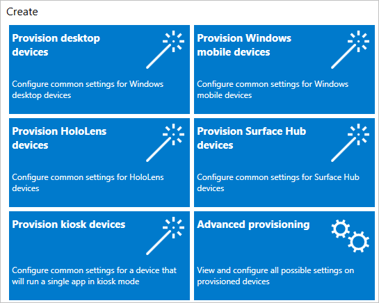 En configuración de Windows Designer, vea las opciones de inicio de ICD.
