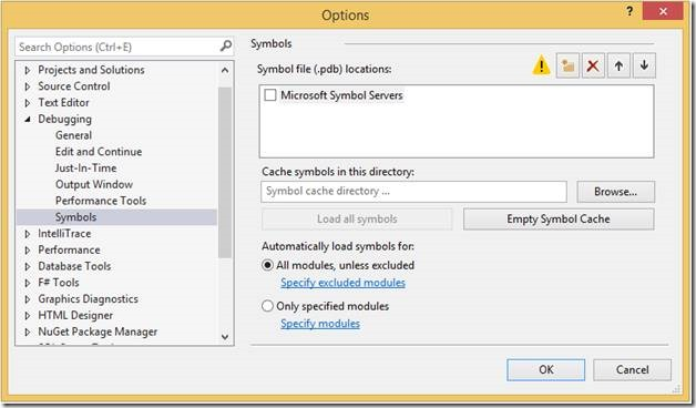 excluir el archivo DLL en las opciones de Visual Studio