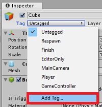 Captura de pantalla del panel Inspector que muestra la opción Agregar etiqueta resaltada.