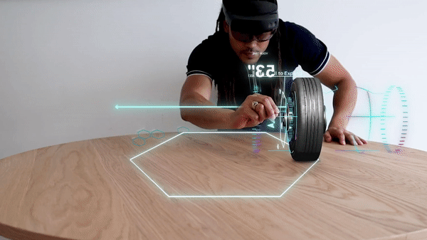GIF animado de la experiencia de ingeniería GT40 que se ejecuta en un dispositivo
