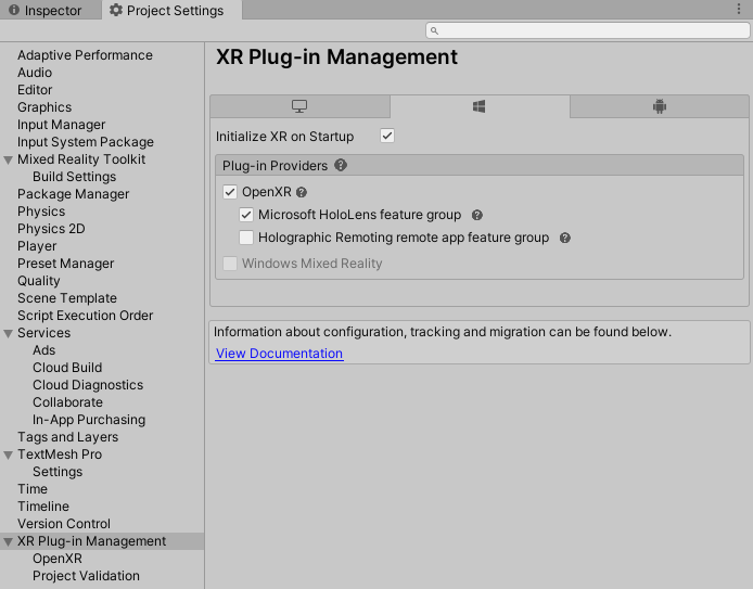 Plugin management OpenXR