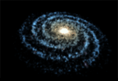 Resultado final cercano de la representación de galaxias con estrellas de resolución completa