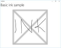 Captura de pantalla de InkCanvas con trazos de lápiz.