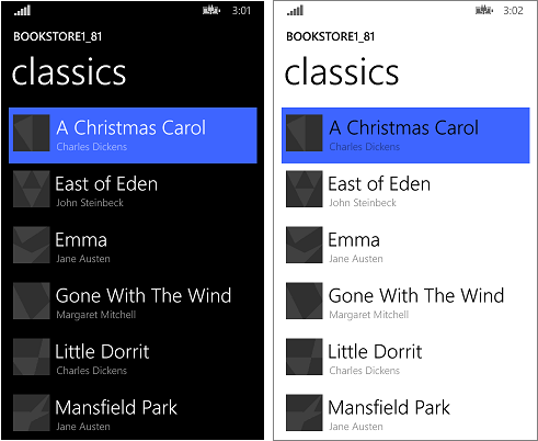 aspecto de bookstore1-81 en Windows Phone