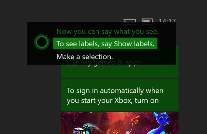 Captura de pantalla con la opción Mostrar etiquetas resaltada.