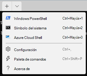 En Windows 11, abre la aplicación Terminal Windows para utilizar Windows PowerShell, el símbolo del sistema o Azure Cloud Shell para ejecutar comandos.