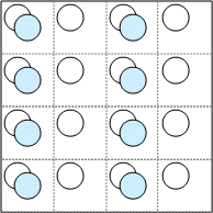 Diagrama similar al original, pero las celdas de la segunda y cuarta columna tienen luma, pero no cromática