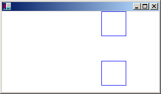 captura de pantalla de una ventana con dos rectángulos dibujados con un lápiz azul, uno situado encima del otro