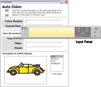 Panel de entrada del lápiz que se muestra en el ejemplo de ejemplo de formulario de notificaciones automáticas