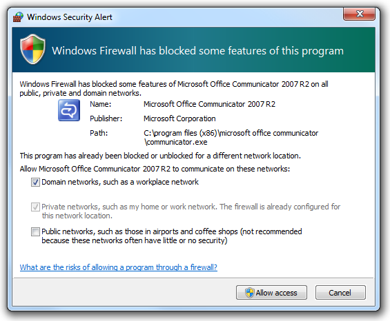 screen shot of windows security alert 