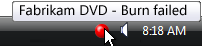 captura de pantalla de pequeño icono rojo con información sobre herramientas 
