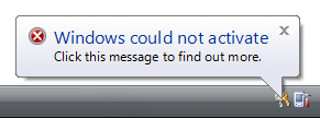 Captura de pantalla que muestra un icono de error usado con un mensaje de error de notificación.