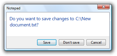 screen shot of dialog box with save/don't save 