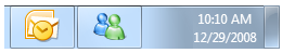 Captura de pantalla de iconos de la barra de tareas de Outlook y Messenger 