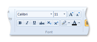 captura de pantalla del elemento fontcontrol con el atributo richfont establecido en true.