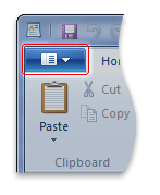 captura de pantalla del botón de menú de la aplicación de wordpad para Windows 7.