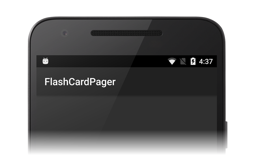 Captura de pantalla de la aplicación FlashCardPager con ViewPager vacío