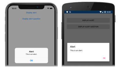 Captura de pantalla de una alerta en iOS y Android