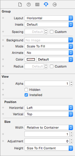 Modify the spacing and insets in the Attributes inspector