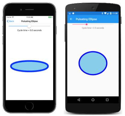 Triple screenshot of the Pulsating Ellipse page
