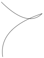 Gráfico de líneas que muestra dos curvas Bezier superpuestas conectadas.