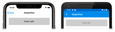 Captura de pantalla del contenido de SwipeView, en iOS y Android