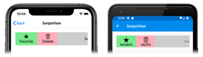 Captura de pantalla de los elementos de deslizamiento de SwipeView, en iOS y Android
