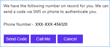 Notificación de número de teléfono que se muestra en el explorador con los seis primeros dígitos enmascarados con caracteres X