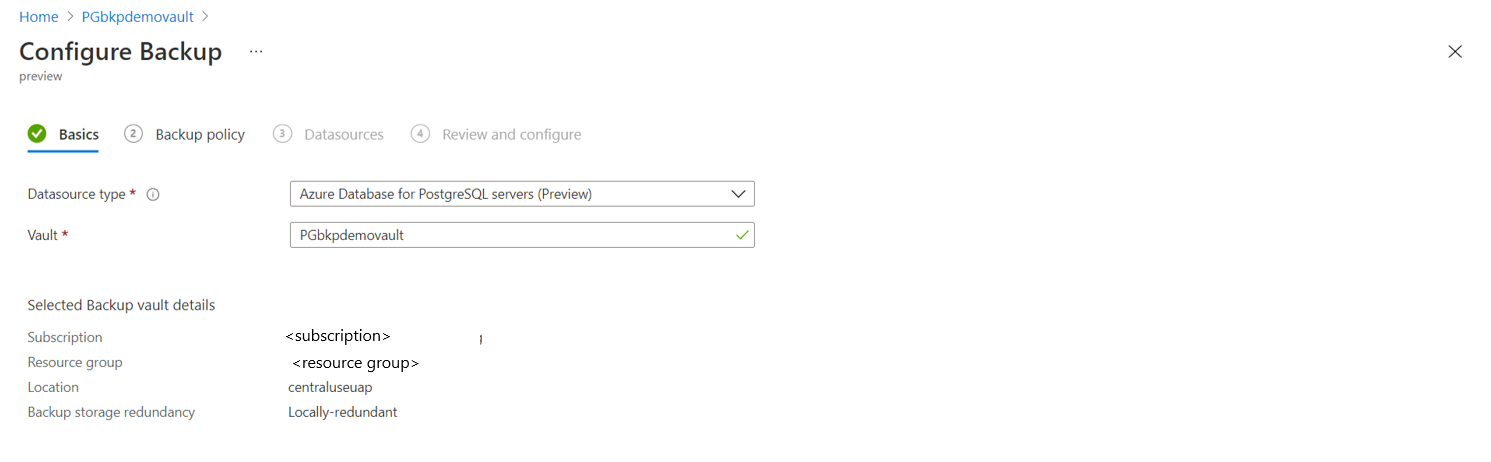 Captura de pantalla que muestra la opción para agregar información de copia de seguridad.
