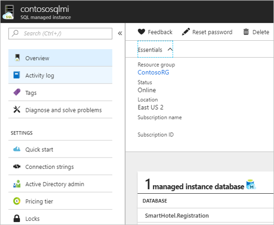 Screenshot that shows verifying the database migration.