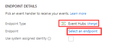 Elija un controlador de eventos para recibir los eventos: centro de eventos: Azure Data Explorer.