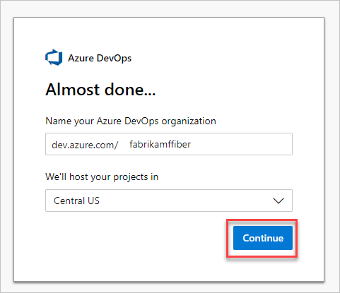 Creación de una organización en Azure DevOps