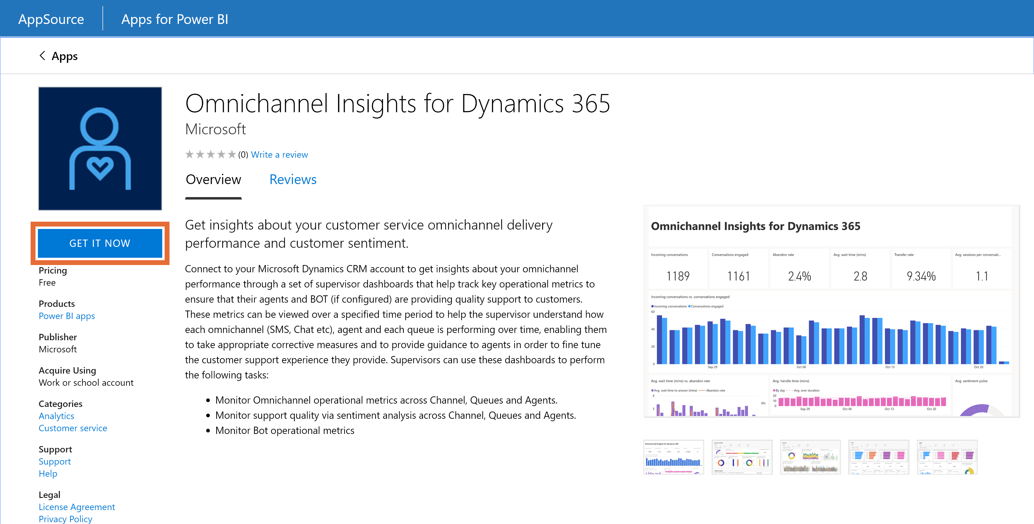 Instalación de la aplicación Omnicanal Insights for Dynamics 365.